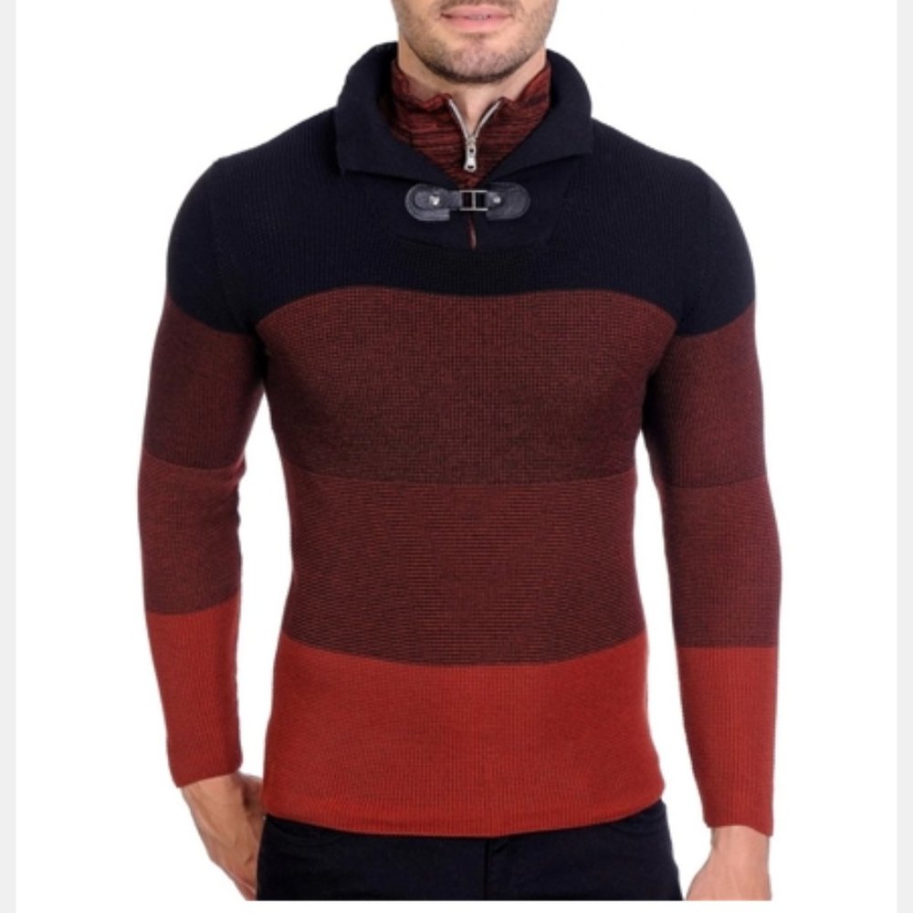 LCR Turtleneck Color Block Knit Sweater - Size XXL